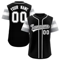 Black Gray White Flag Lace Sleeve Baseball Jersey 1