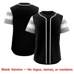 Black Gray White Flag Lace Sleeve Baseball Jersey 7