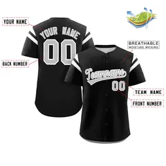 Black Gray-White Full Button Classic Baseball Jersey 2