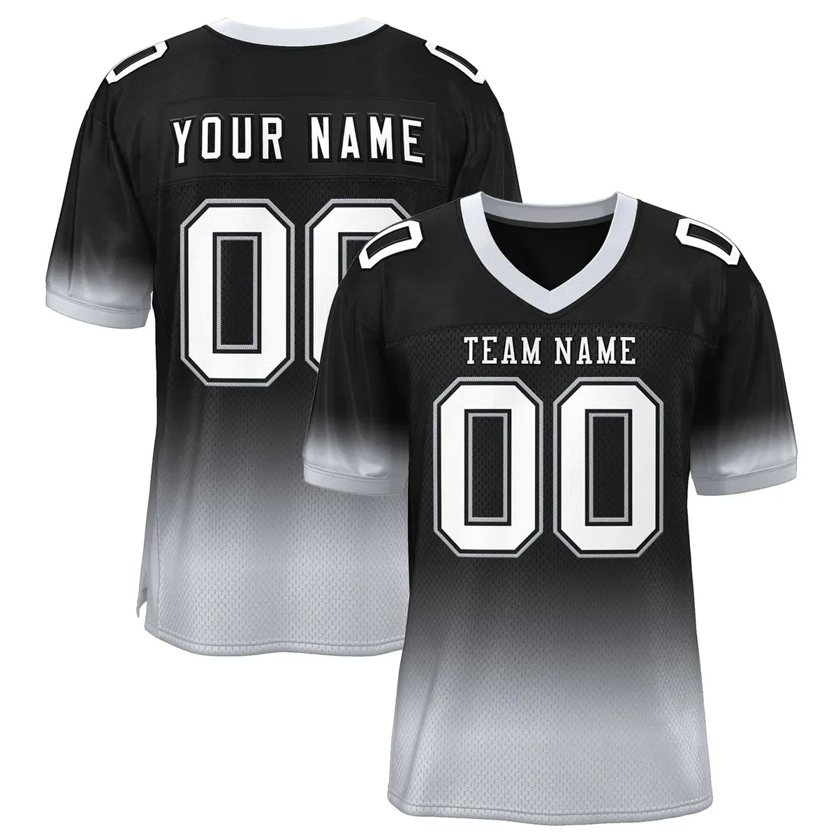 Black Gray-White Gradient Fashion Team Football Jersey