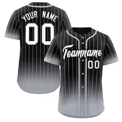 Black Gray-White Gradient Stripe Fashion Baseball Jersey