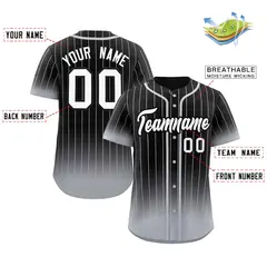 Black Gray-White Gradient Stripe Fashion Baseball Jersey 2