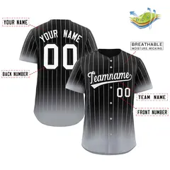 Black Gray-White Gradient Stripe Fashion Baseball Jersey 2