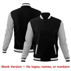 Black Gray White Raglan Sleeve Cotton Letterman Jacket 6