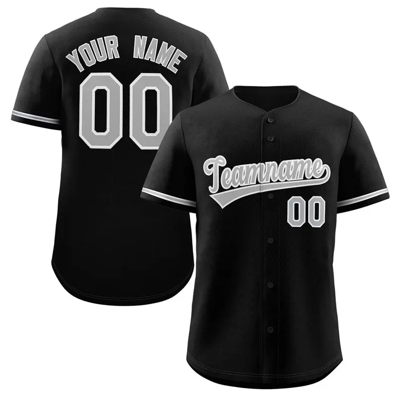 Black Gray-White Solid Classic Authentic Baseball Jersey
