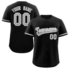 Black Gray-White Solid Classic Authentic Baseball Jersey
