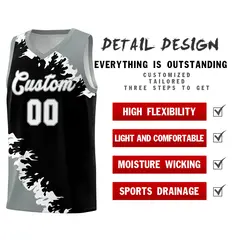 Black Gray-White Sparkle Pattern Basketball Kits 2