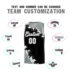 Black Gray-White Sparkle Pattern Basketball Kits 4
