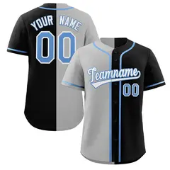 Black Gray-White Split Fashion Baseball Jersey