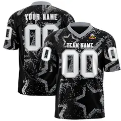 Black Gray-White Star Graffiti Authentic Football Jersey