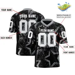Black Gray-White Star Graffiti Authentic Football Jersey 2