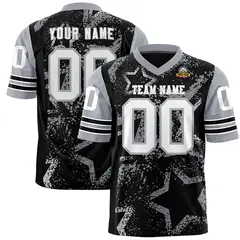Black Gray-White Star Pattern Authentic Football Jersey