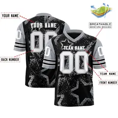 Black Gray-White Star Pattern Authentic Football Jersey 2