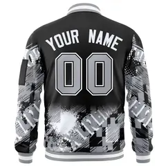 Black Gray-White Street Graffiti Varsity Letterman Jacket 4