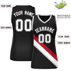 Women's Black Gray-White Thick Slash Mesh Basketball Jersey 2