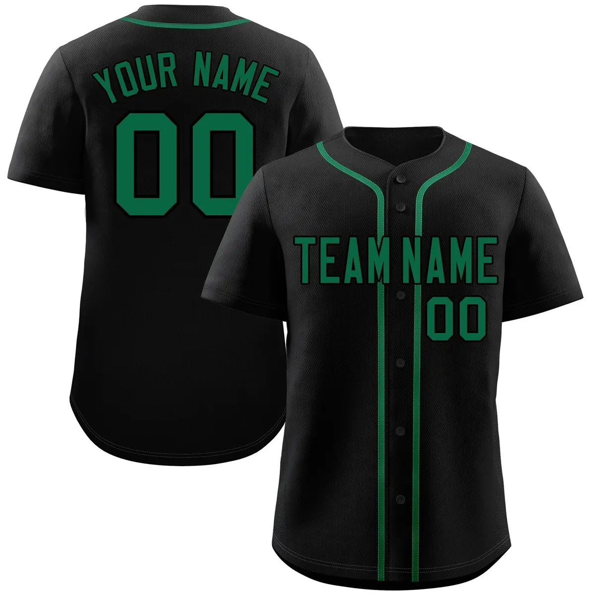 Black Green Authentic Classic Baseball Jersey