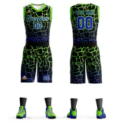 Black Green-Blue Spotted Graffiti Pattern Basketball Jersey