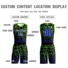 Black Green-Blue Spotted Graffiti Pattern Basketball Jersey 3