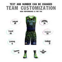 Black Green-Blue Spotted Graffiti Pattern Basketball Jersey 4
