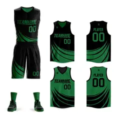 Black Green Double Side Sets Sportswear Basketball Jersey