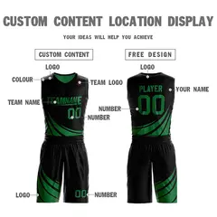 Black Green Double Side Sets Sportswear Basketball Jersey 4