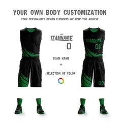 Black Green Double Side Sets Sportswear Basketball Jersey 5