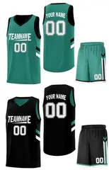 Black Green Double Side Sets Sportswear Basketball Jersey 3