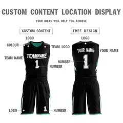 Black Green Double Side Sets Sportswear Basketball Jersey 4