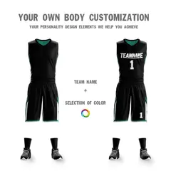 Black Green Double Side Sets Sportswear Basketball Jersey 5