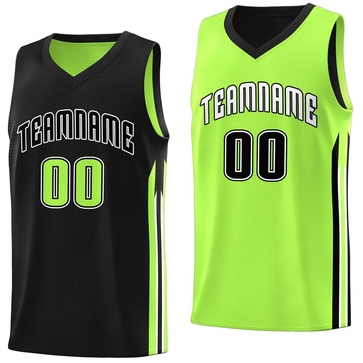 Black Green Double Side Training Basketball Jersey
