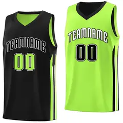Black Green Double Side Training Basketball Jersey