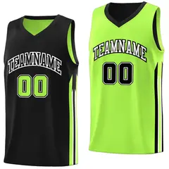 Black Green Double Side Training Fashion Basketball Jersey