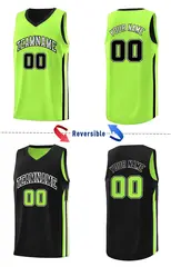 Black Green Double Side Training Fashion Basketball Jersey 4