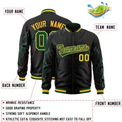 Black Green Dragon Head Graffiti Letterman Bomber Jacket 2