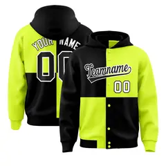 Black Green Four Squares Color Block Varsity Letterman Jacket Hoodie 1