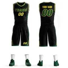 Black Green-Gold Graffiti Claw Pattern Basketball Jersey