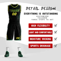 Black Green-Gold Graffiti Claw Pattern Basketball Jersey 2