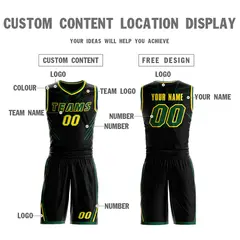 Black Green-Gold Graffiti Claw Pattern Basketball Jersey 3