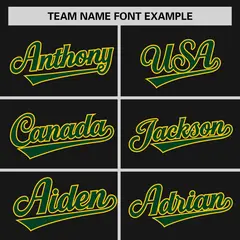Black Green-Gold Raglan Sleeves Authentic Baseball Jersey 3