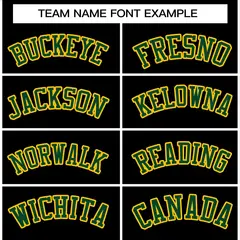 Black Green-Gold Raglan Varsity Full-Snap Letterman Jacket 3