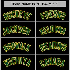Black Green-Gold Raglan Varsity Full-Snap Letterman Jacket 5