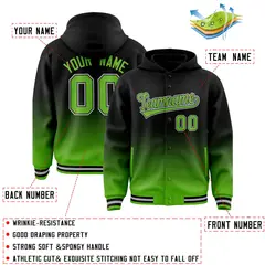 Black Green Gradient Letterman Varsity Jacket Hoodie 4