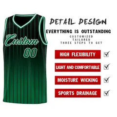 Black Green Gradient Stripe Fashion Basketball Jersey 2