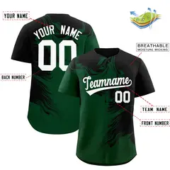 Black Green Ink Pattern Authentic Baseball Jersey 2