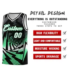 Black Green Lightning Halftone Dot Uniform Basketball Jersey 2