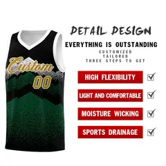 Black Green Mountain Fade Gradient Fashion Basketball Jersey 2