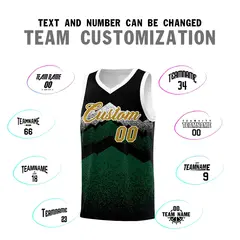 Black Green Mountain Fade Gradient Fashion Basketball Jersey 4