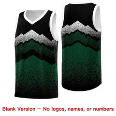 Black Green Mountain Fade Gradient Fashion Basketball Jersey 6