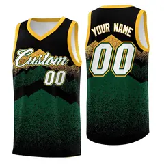 Black Green Mountain Fade Gradient Fashion Basketball Jersey 1