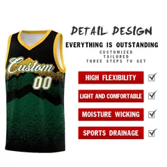 Black Green Mountain Fade Gradient Fashion Basketball Jersey 2